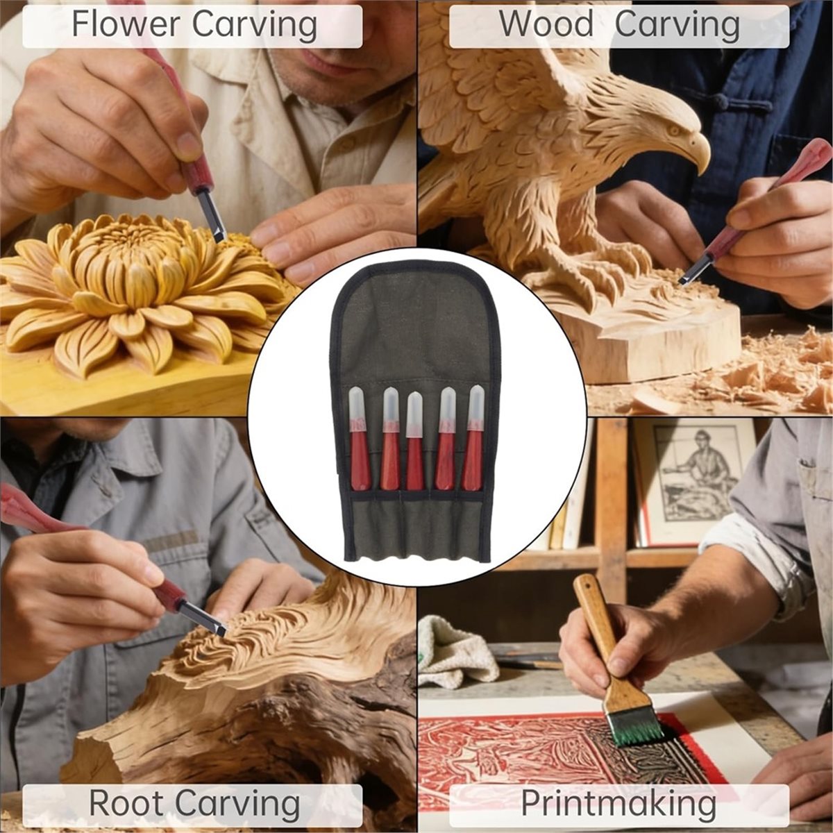 Linocut Carving Tool - Conjunto de Ferramentas para Linogravura A89X