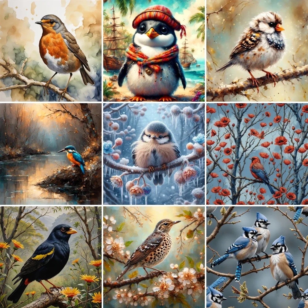 Art Craft Ideas For Adults - Pássaro pinguim kingfisher pintura número pinturas