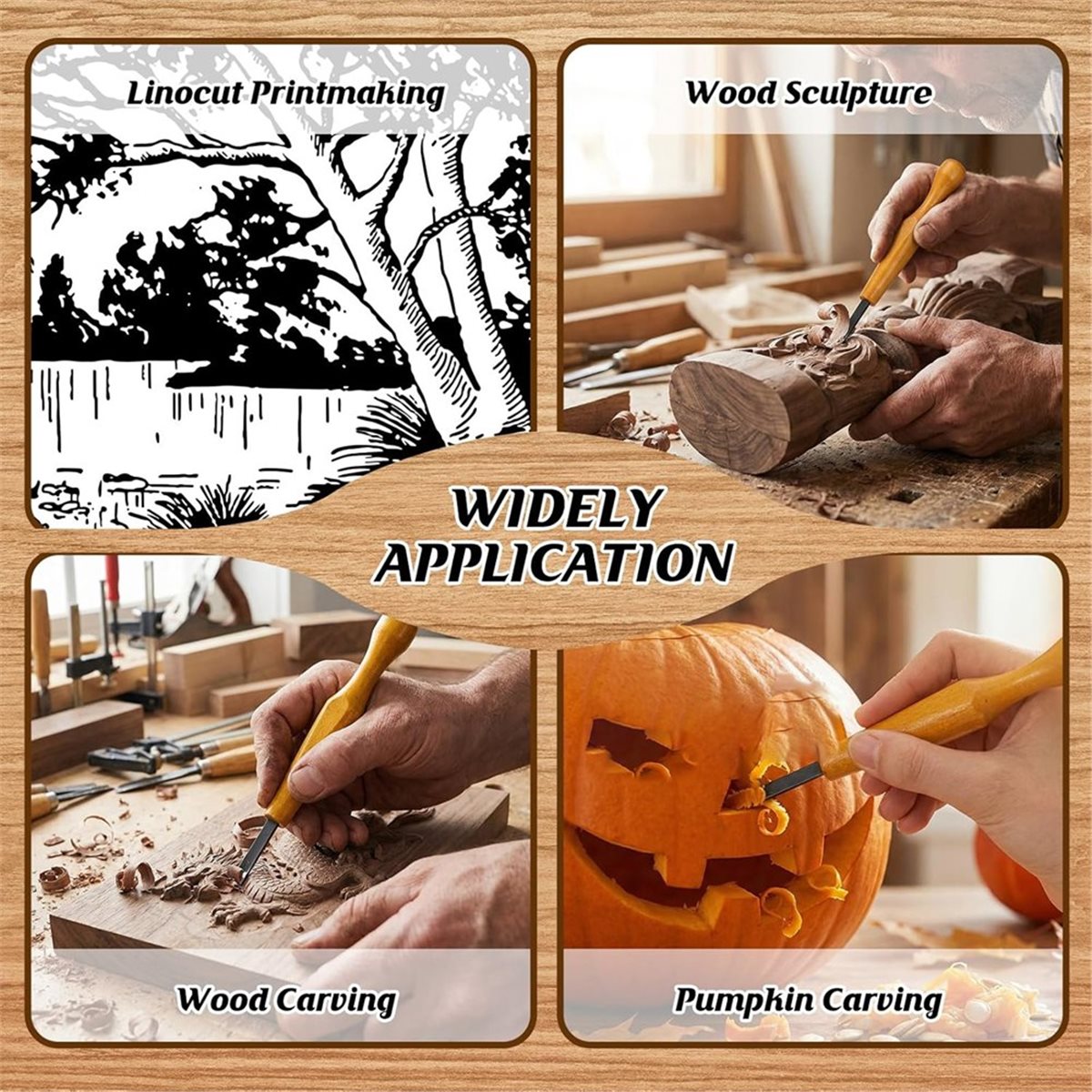 Linocut Carving Tool - Conjunto de 5 Ferramentas de Escultura