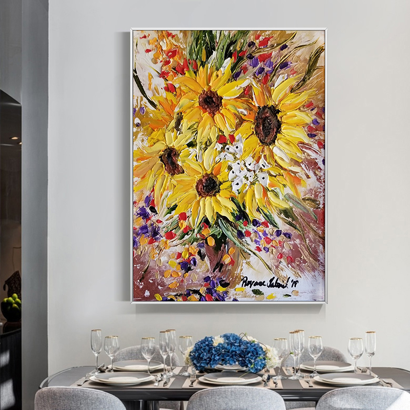 Pintura a Óleo de Girassol em  - Painting Knife Palette avaliação e preço